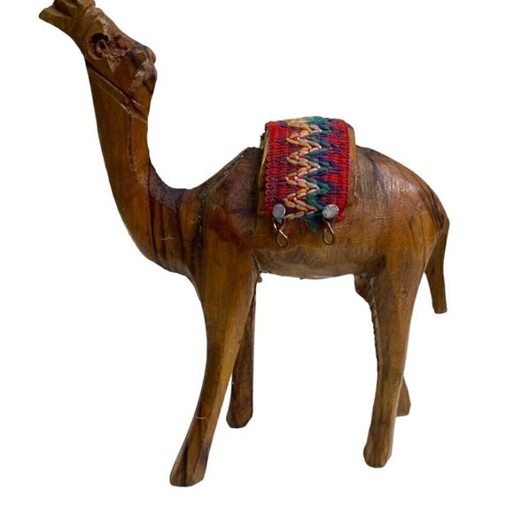 Hand Carved Wood Nativity Animal Camel Rustic Decor Xmas Vintage Primitive - Picture 1 of 5